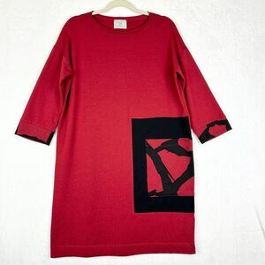 Chalet Et Ceci Tarian Dress Size Small Lychee Color Block Modal Cotton Lagenlook